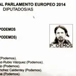 PAPELETA ELECTORAL DE PODEMOS Y PABLO IGLESIAS EN LAS ELECCIONES AL PARLAMENTO EUROPEO 2014