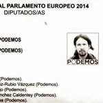 PAPELETA ELECTORAL DE PODEMOS Y PABLO IGLESIAS EN LAS ELECCIONES AL PARLAMENTO EUROPEO 2014
