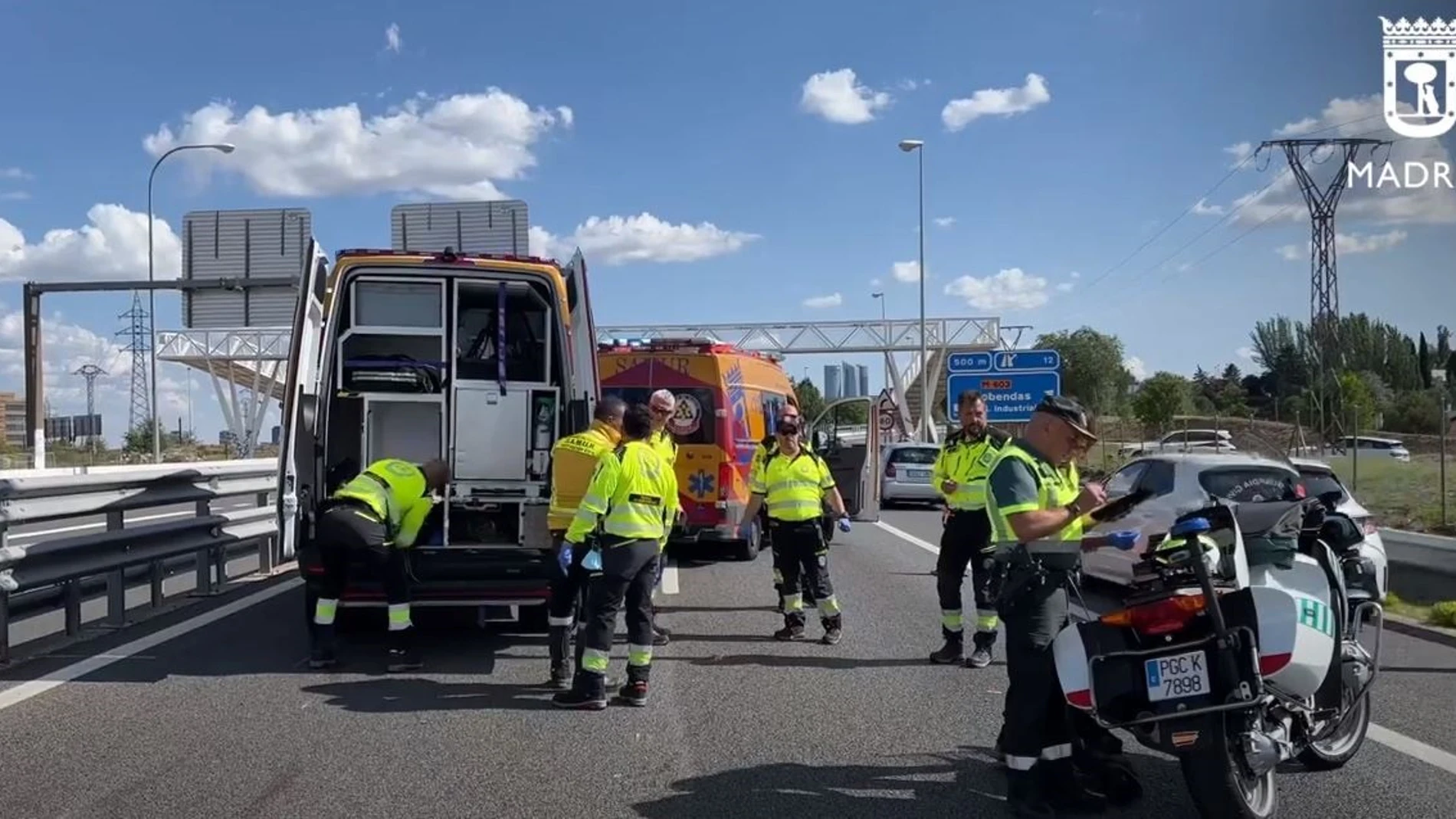 Accidente de moto a la entrada de Madrid EMERGENCIAS MADRID 11/06/2023