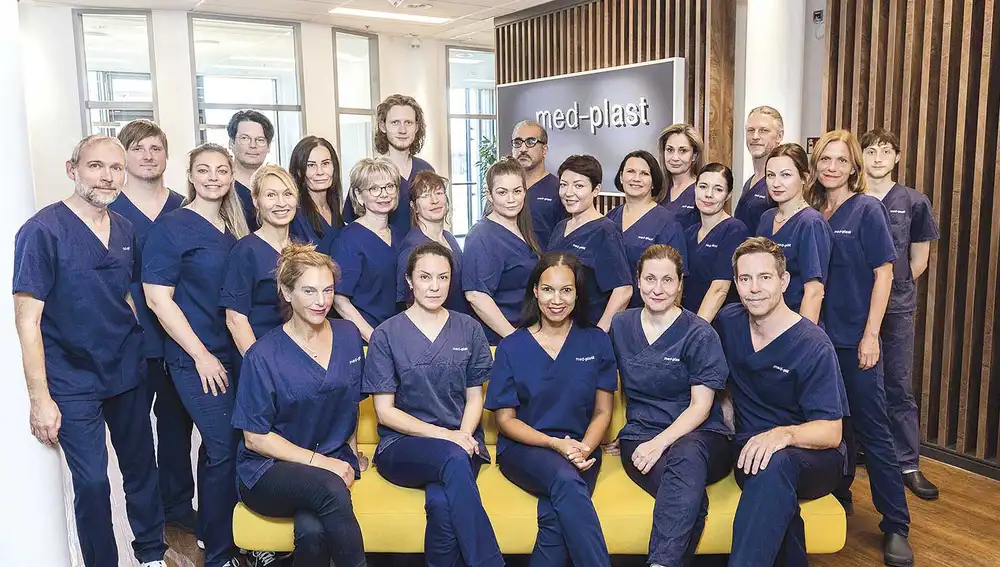 Una parte del equipo med-plast en Berlín: desde fisioterapeutas hasta nutricionistas y anestesistas especializados en lipedema.