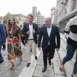 El jefe del Ejecutivo llega a la Junta Directiva del PP de León en compañía de Antonio Silván, Ester Muñoz, Miguel Tellado e Isabel Blanco 