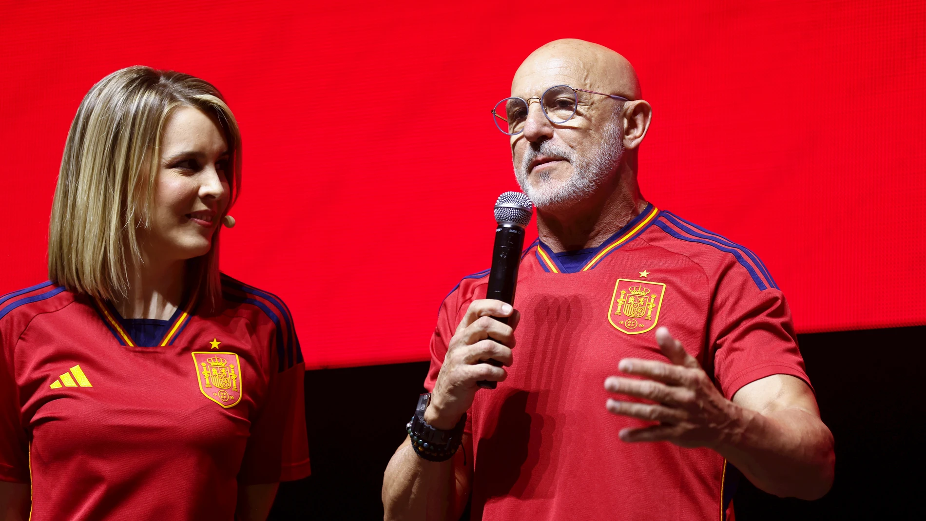Luis de la Fuente, head coach, attends during the celebration of Spain Team after winning the UEFA Nations League at Wizink Center pavilion on June 19, 2023, in Madrid, Spain. Oscar J. Barroso / Afp7 19/06/2023 ONLY FOR USE IN SPAIN