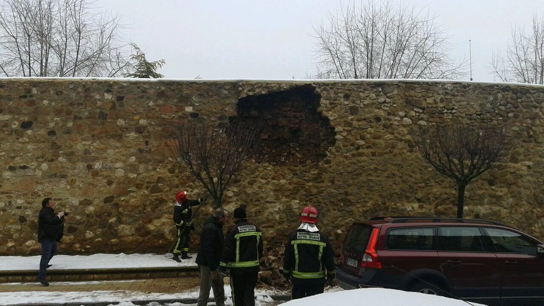 Los técnicos evaluan los daños de la muralla de Soria