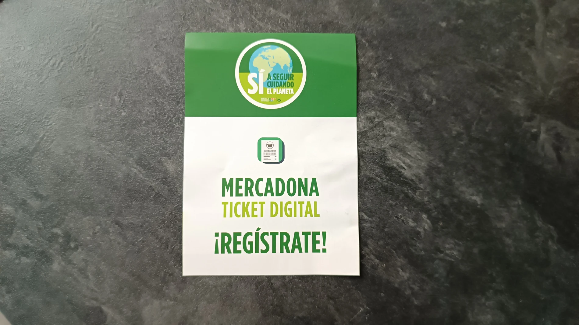 Panfleto informativo del ticket digital de Mercadona