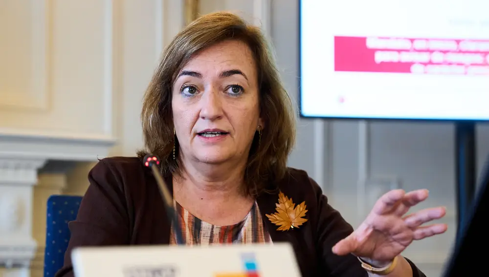 La presidenta de la AIReF, Cristina Herrero, interviene durante el seminario de la APIE de la Universidad Internacional Menéndez Pelayo (UIMP), en el Palacio de la Magdalena, a 22 de junio de 2023, en Santander.