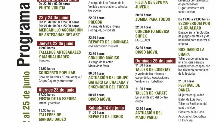 Programa de las fiestas en Getafe por San Juan