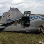 Restos de un avión Ilyushin Il-22M presuntamente derribado por Wagner