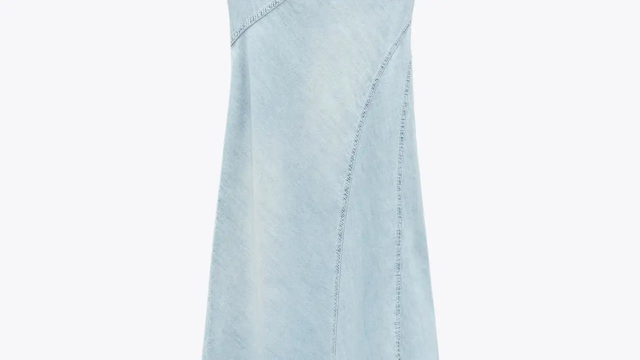 Vestido denim TRF asimétrico