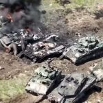 Tanques Leopard uy blindados Bradley destruidos por los rusos cerca de Zaporiyia