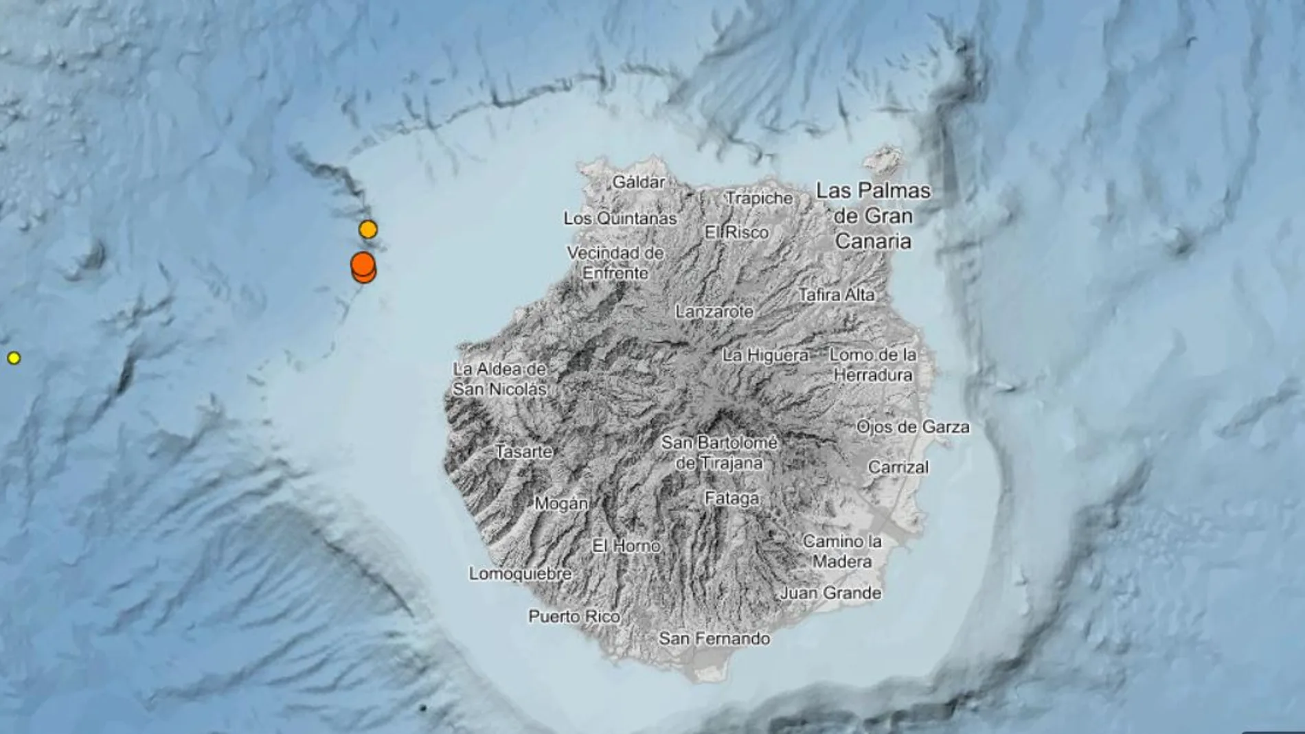 Tres terremotos consecutivos sacuden la costa oeste de Gran Canaria
