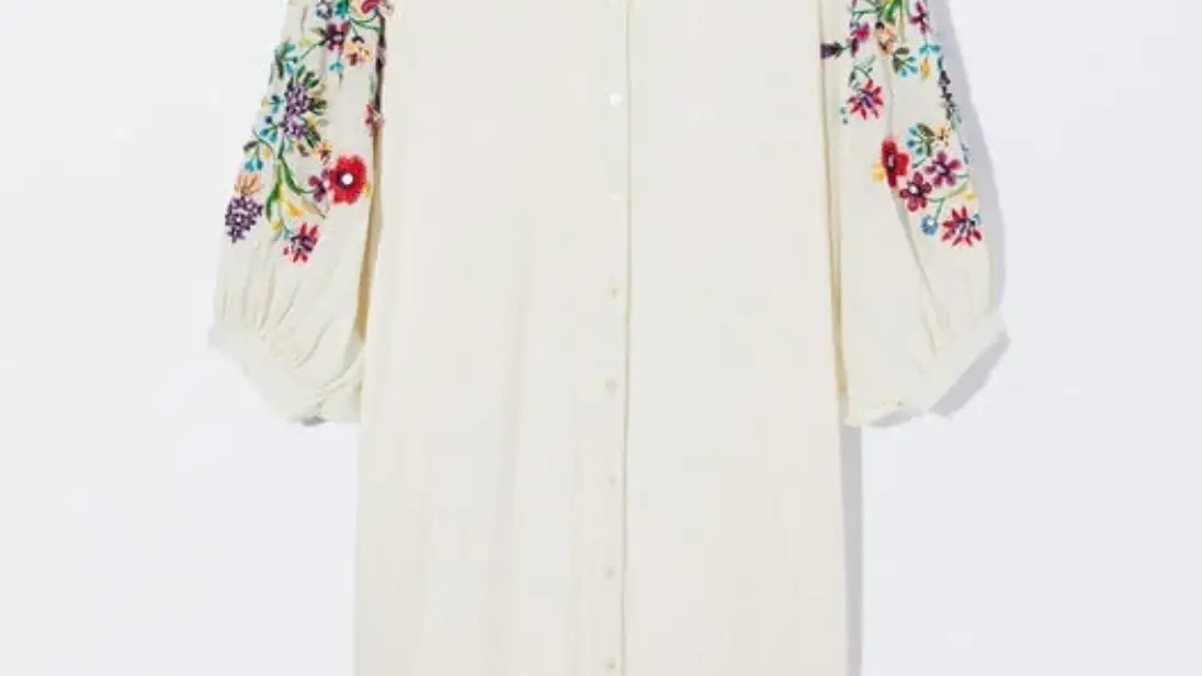Vestido algodón detalle bordado
