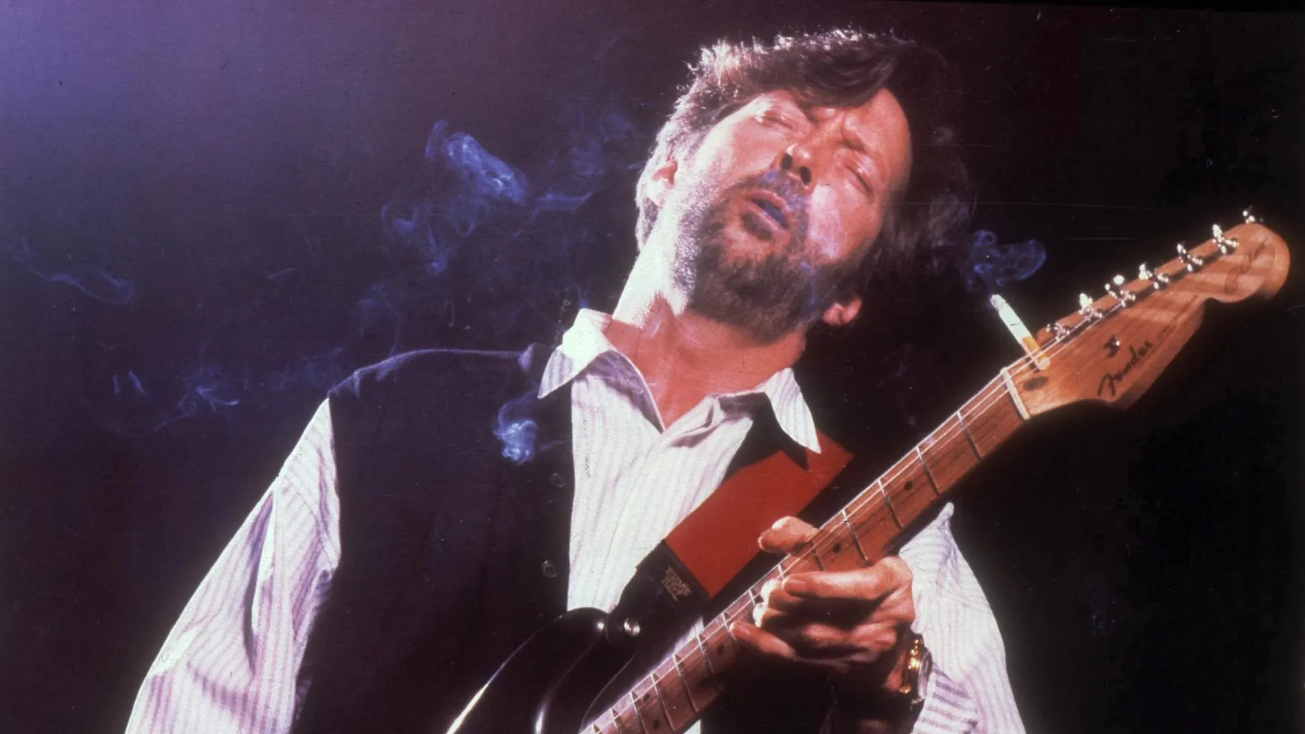 Guitar legend Eric Clapton plays his 1986 pewter Fender Stratocaster