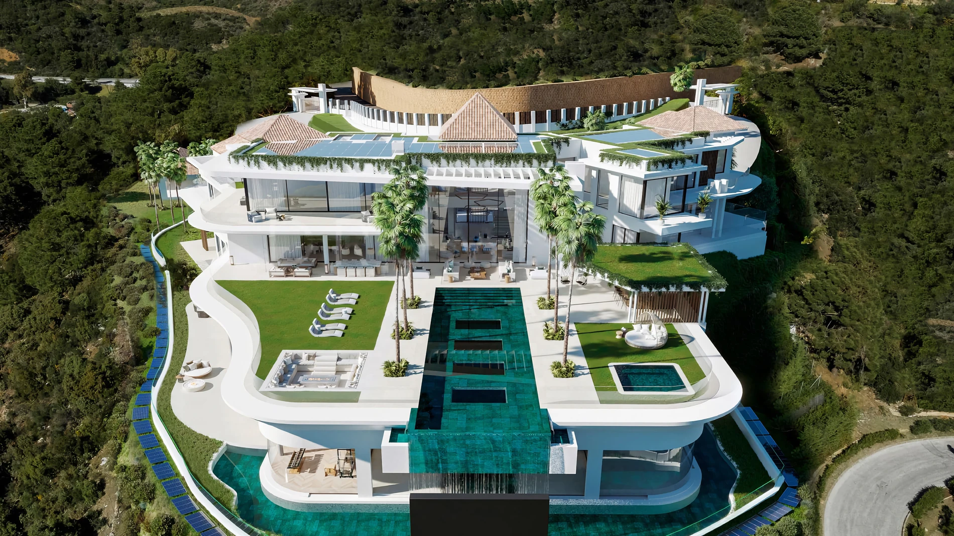 MARBELLA, 08/07/2023.- Vista de Villa Enso, la casa a la venta más cara de España que se encuentra en una urbanización de Marbella, en la conocida como La Milla de Oro de la ciudad malagueña, y cuesta la friolera de 55 millones de euros, según lo publicado en el portal inmobiliario Idealista. EFE/ Lv Real Estate & Architecture SOLO USO EDITORIAL/SOLO DISPONIBLE PARA ILUSTRAR LA NOTICIA QUE ACOMPAÑA (CRÉDITO OBLIGATORIO)