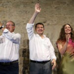 El presidente del PPCyL, Alfonso Fernández Mañueco, participa en un acto electoral junto a Esther Muñoz y el candidato al Senado, Antonio Silván