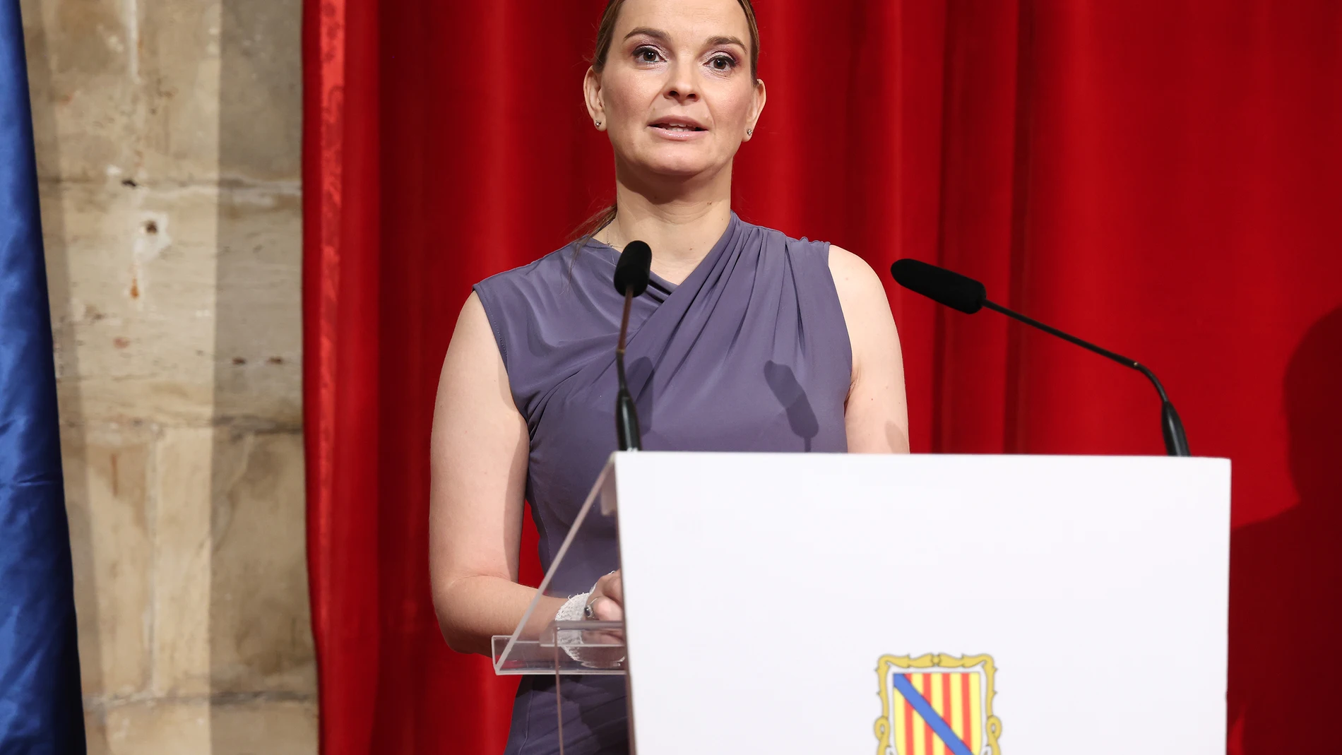 La presidenta del Govern, Margalida Prohens, informa sobre los miembros del nuevo Govern, en la Capilla del Consolat de Mar, a 10 de julio de 2023, en Palma de Mallorca, Mallorca, Baleares (España). Marga Prohens es la nueva presidenta de las Islas Baleares, después de que el jueves 6 de julio, fuera investida por el Parlamento balear. La también presidenta del PP de Baleares se ha convertido de manera oficial en presidenta del archipiélago. Prohens fue investida en segunda votación por mayo...