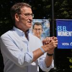 El líder del PP, Alberto Núñez Feijóo en un acto de campaña en Oviedo 