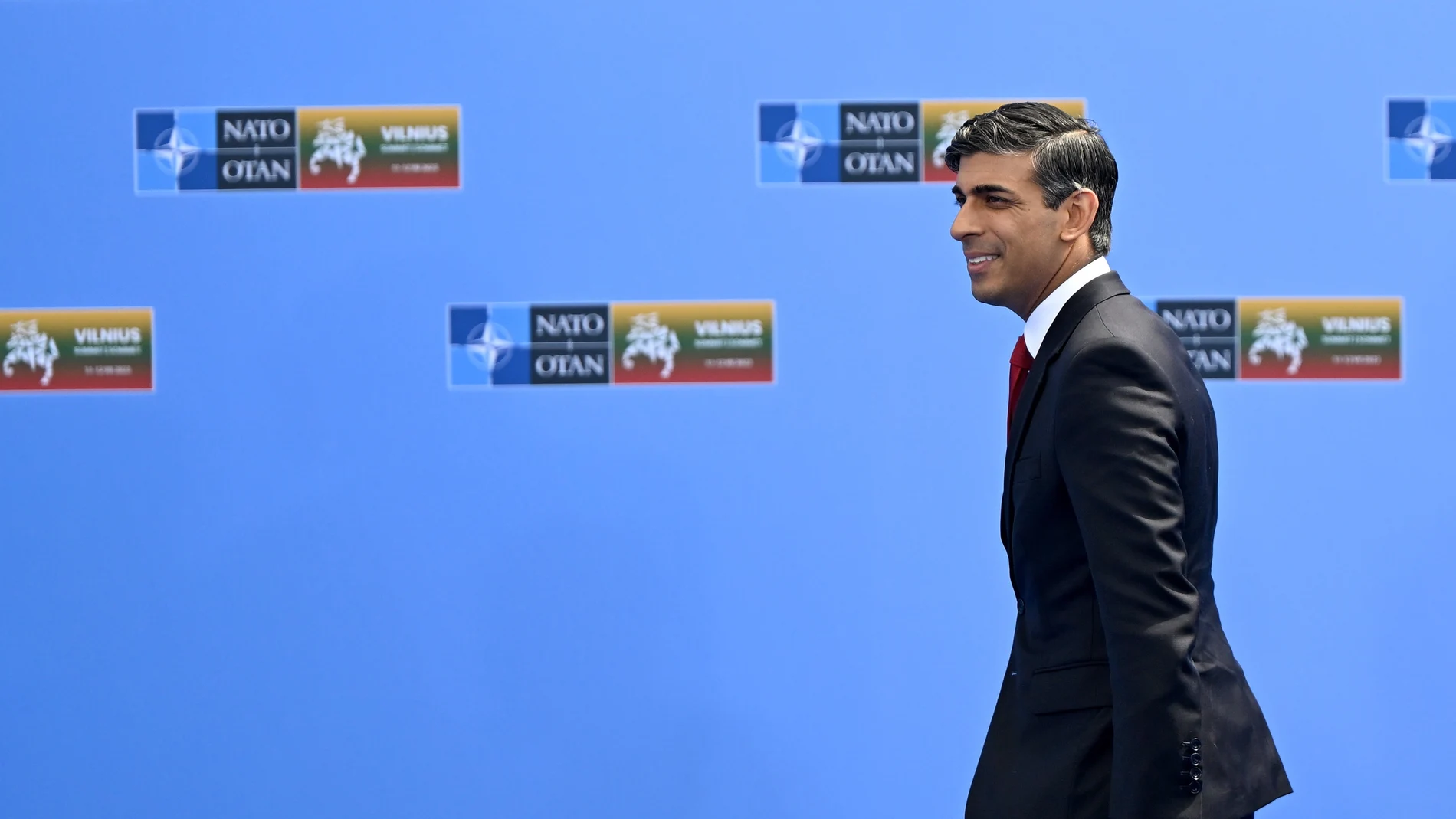 Britain's Prime Minister Rishi Sunak arrives to attend the NATO summit in Vilnius.