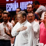 El presidente de la Generalidad Valenciana Ximo Puig, este sábado durante el mitin que ha organizado el PSOE en la ciudad de Valencia