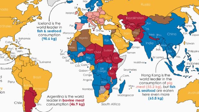 Mapa del consumo de carne en el mundo, España entre el TOP10