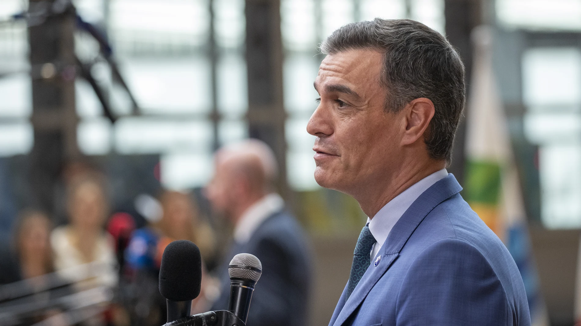 Prime Minister of Spain Pedro Sanchez pictured during the EU - CELAC (Comunidad de Estados Latinoamericanos y Caribenos - Community of Latin American and Caribbean States) summit, in Brussels, Monday 17 July 2023 . The EU-CELAC summits bring together European, Latin American and Caribbean heads of state and government to strengthen relations between these regions. Europa Press 17/07/2023