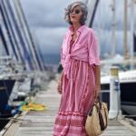 Carmen Gimeno con vestido de crochet. 