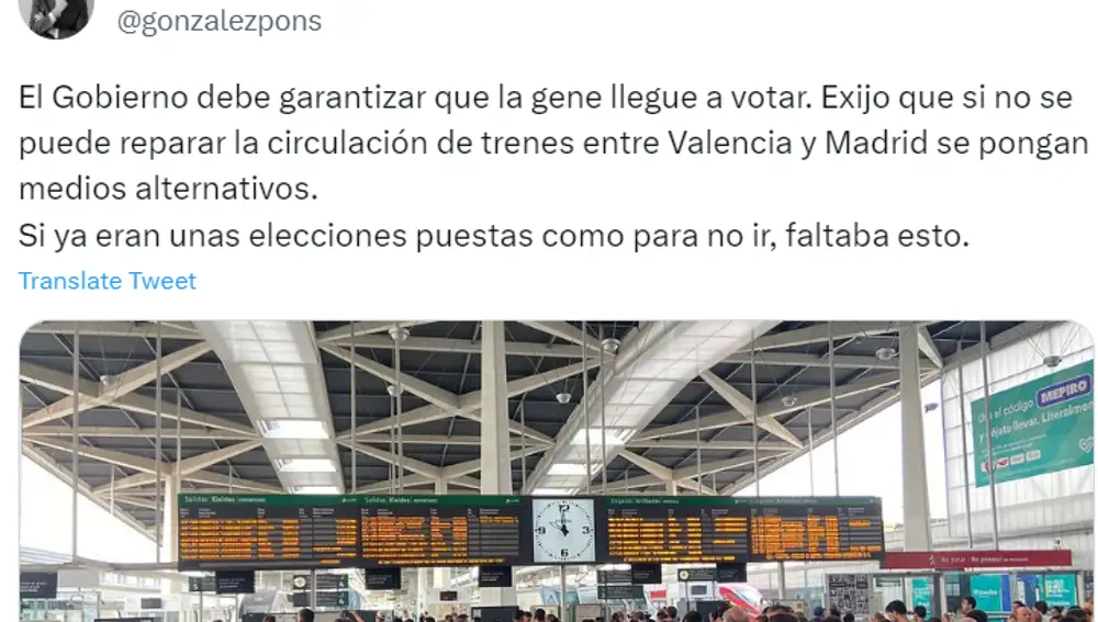 González Pons exigen que se garantice el voto de los atrapados