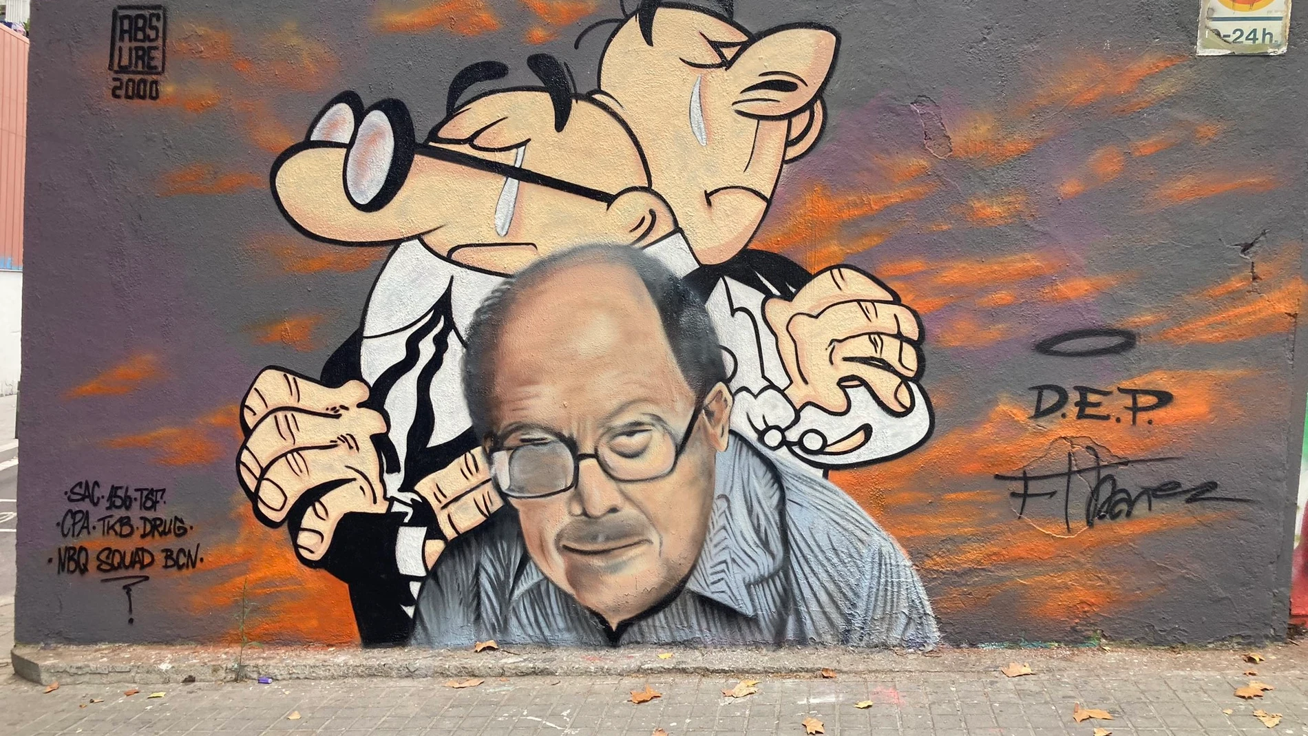 Un mural dedicado a Ibáñez en Barcelona, cerca del domicilio del artista