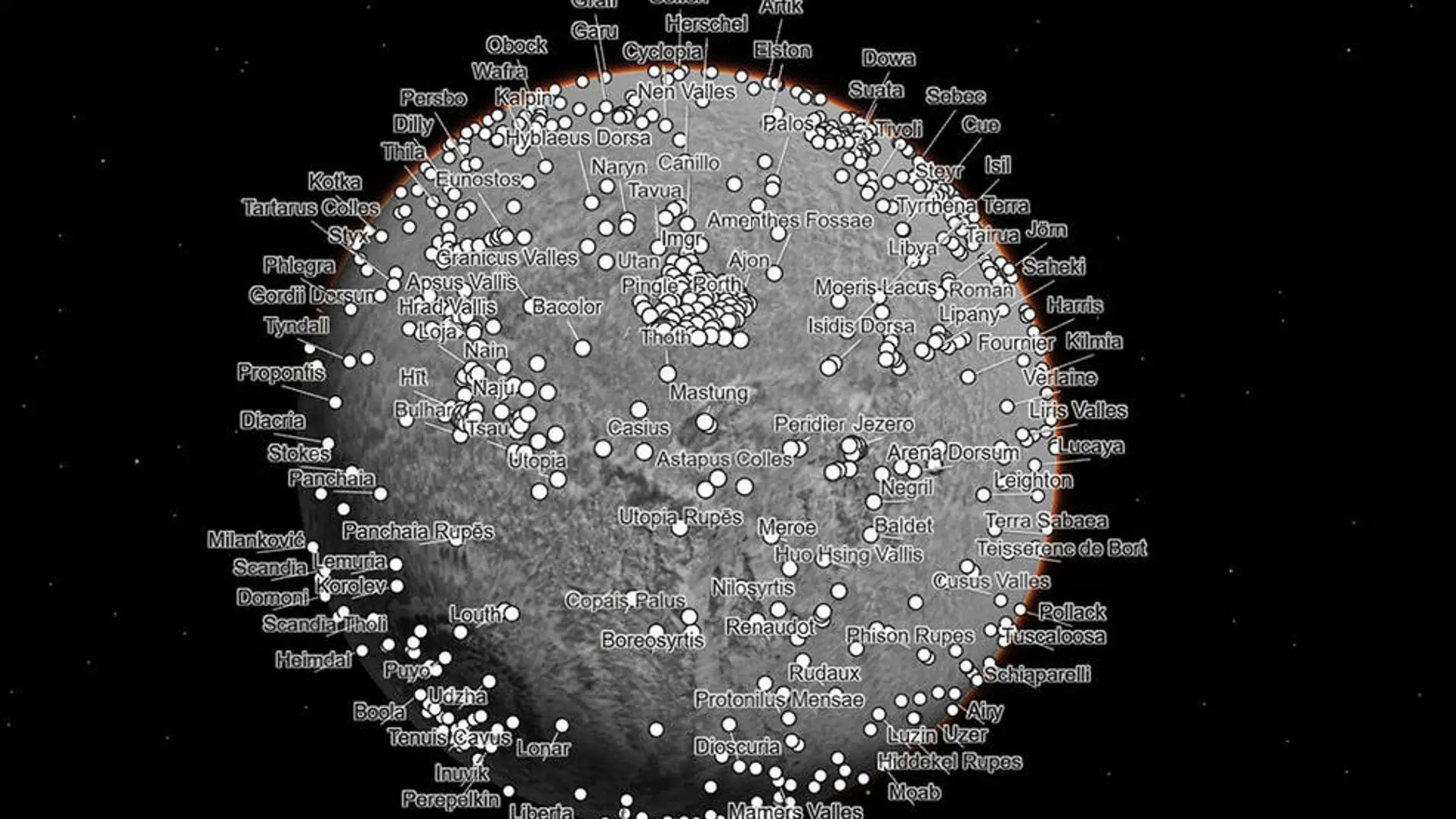 El Google Maps de Marte: un mapa interactivo realizado con más de 110.000 imágenes de la NASA.