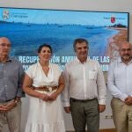 La alcaldesa de Cartagena, Noelia Arroyo, durante la presentación del proyecto de eliminación de lodos del Mar Menor