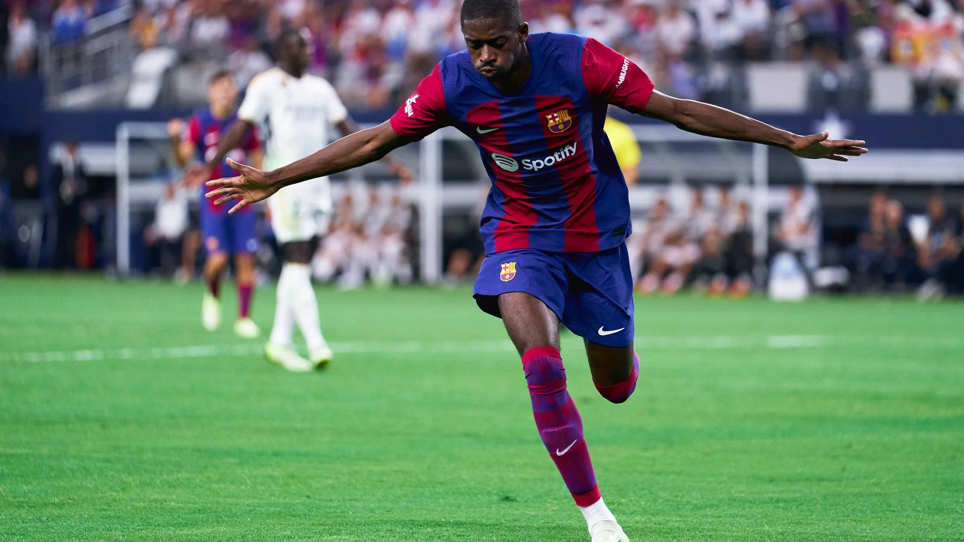 El jugador del FC Barcelona Ousmane Dembélé en un partido de pretemporada en Estados Unidos FCB 01/08/2023