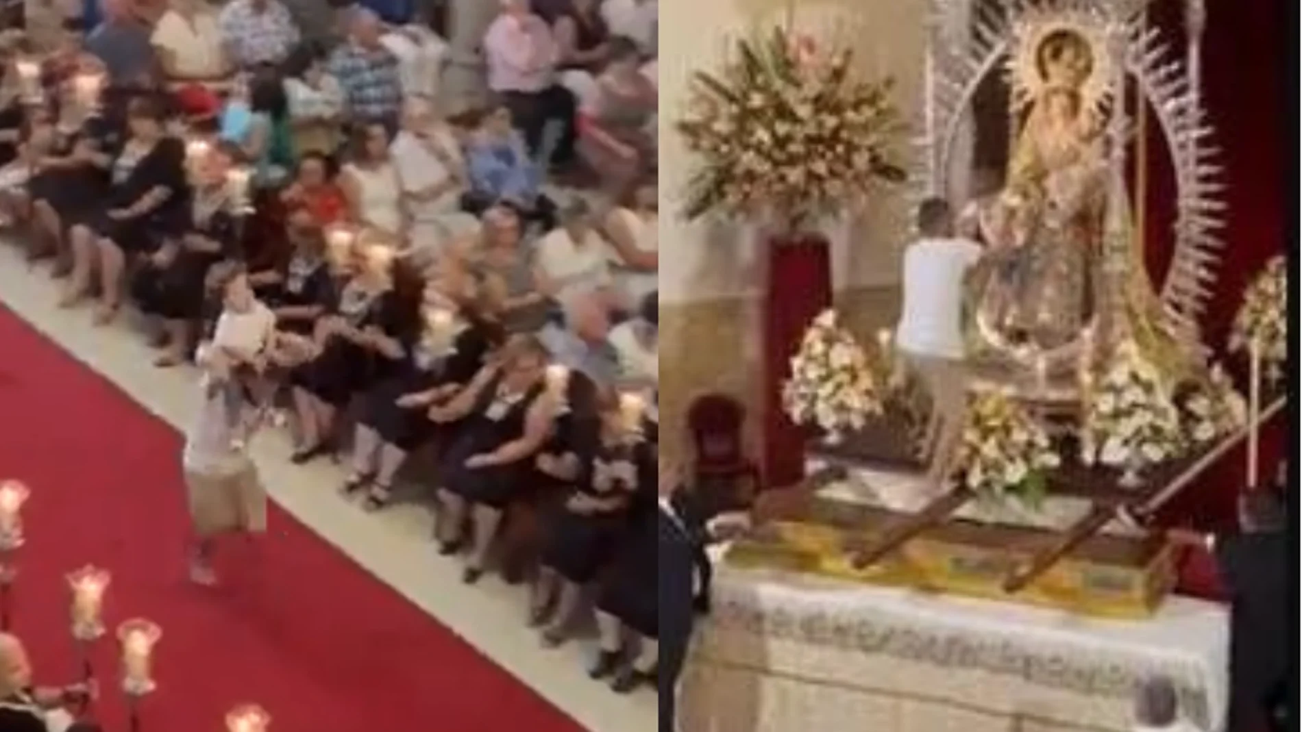 Vídeo: Un hombre entra corriendo con un niño a hombros en una iglesia de Tenerife, lo deja con la virgen y se va