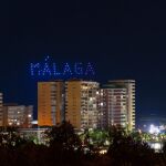 Imagen de archivo de un espectáculo de drones en el cielo de Málaga