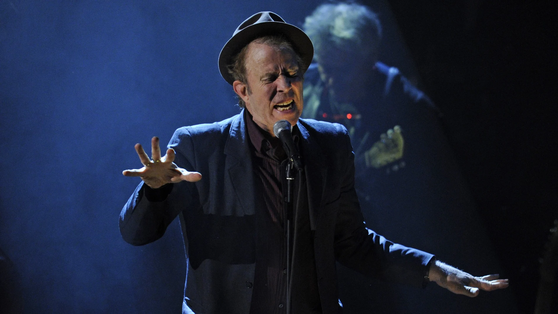 Inductee Tom Waits performs at the Rock and Roll Hall of Fame induction ceremony, in New York.
