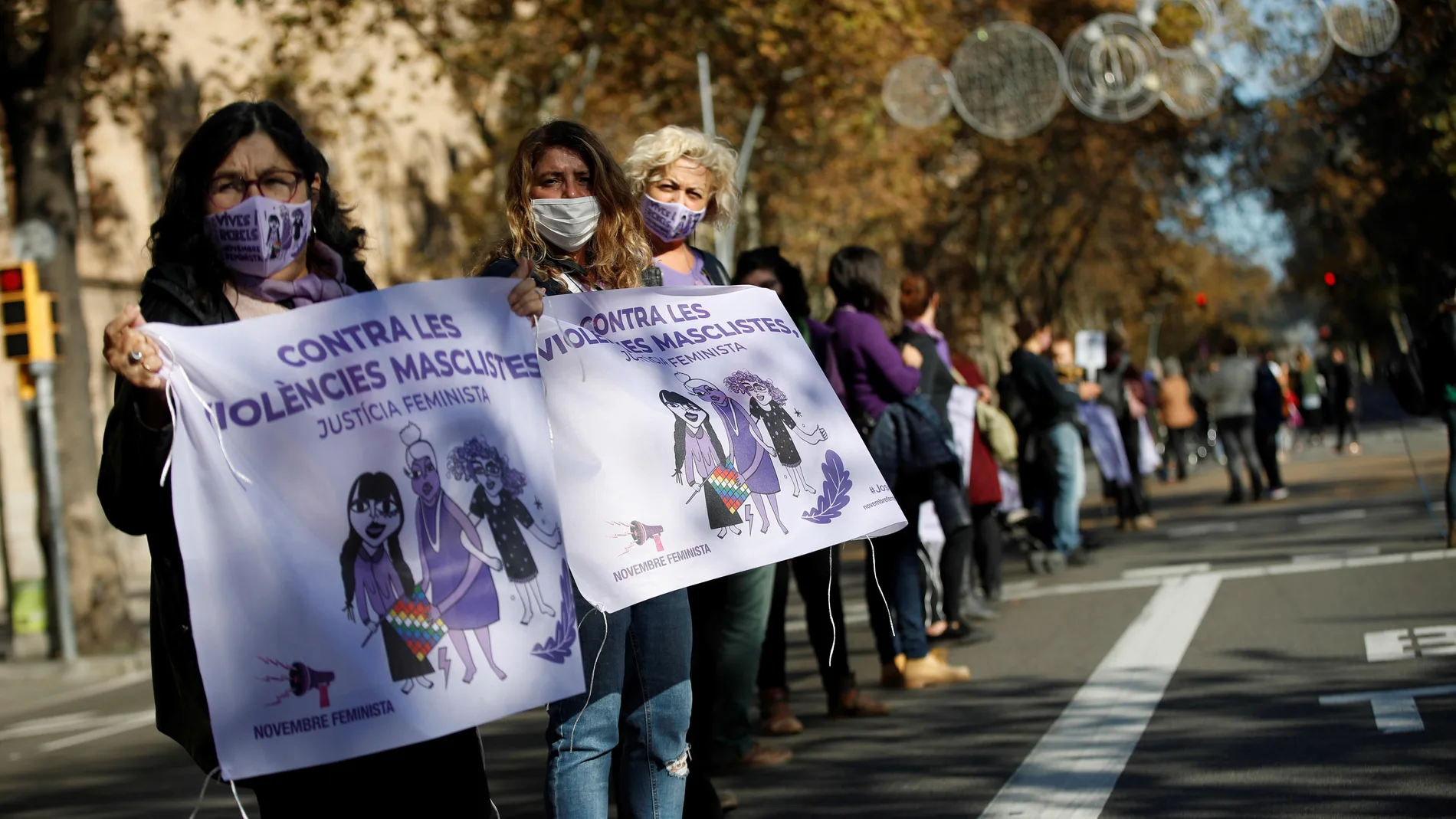 Protesta contra la violencia de género, en Barcelona