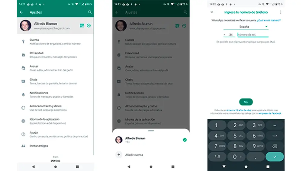 Soporte multicuenta de WhatsApp.