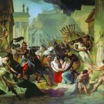 Saqueo de Roma por los bárbaros en 455 e. c. Óleo por Karl Bruillov