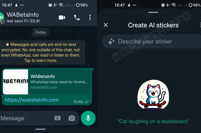 WhatsApp ha comenzado a probar stickers desarrollados con IA