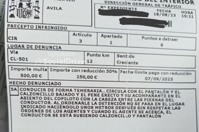 Conductor en Ávila enfrenta sanción por conducir de forma temeraria y realizar acto indecente