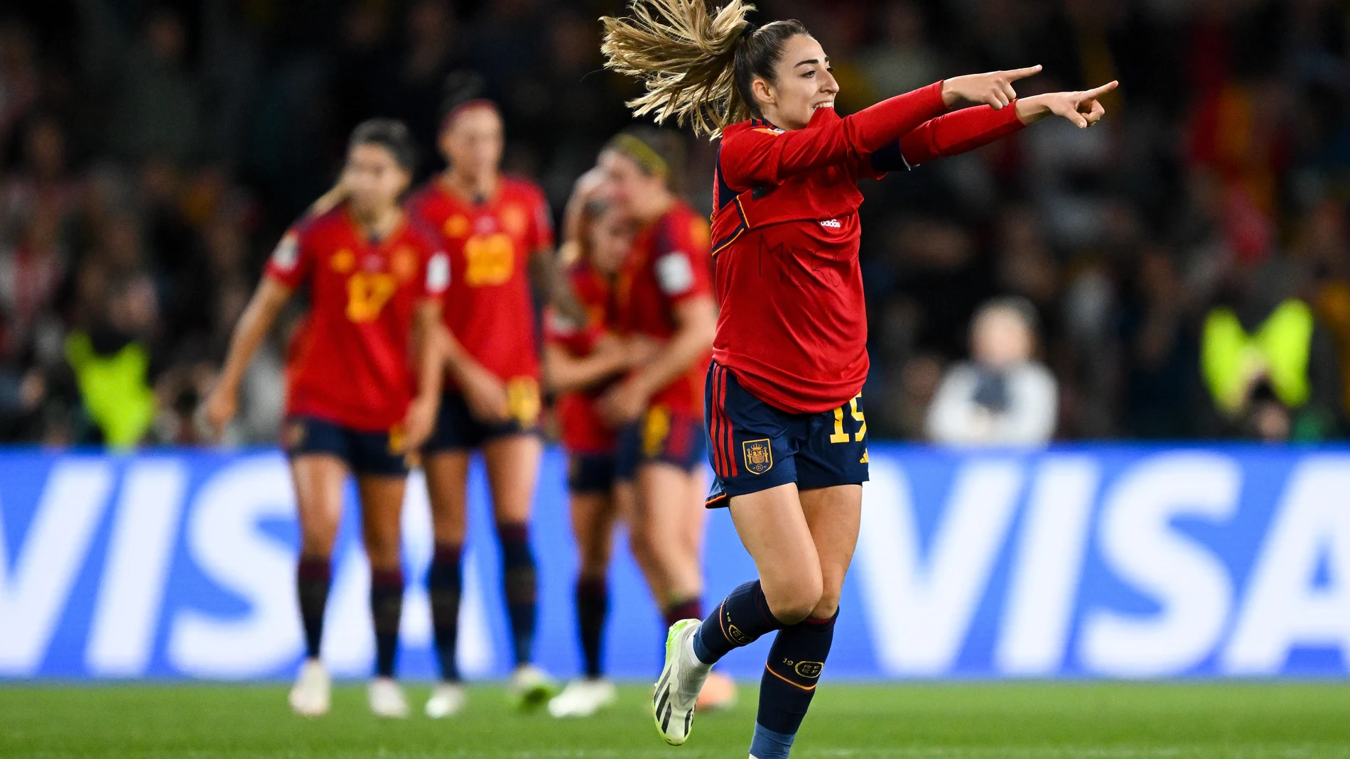 Sydney (Australia), 20/08/2023.- Olga Carmona of Spain celebrates after scoring a goal during the FIFA Women's World Cup 2023 Final soccer match between Spain and England at Stadium Australia in Sydney, Australia, 20 August 2023. (Mundial de Fútbol, España) EFE/EPA/DEAN LEWINS AUSTRALIA AND NEW ZEALAND OUT