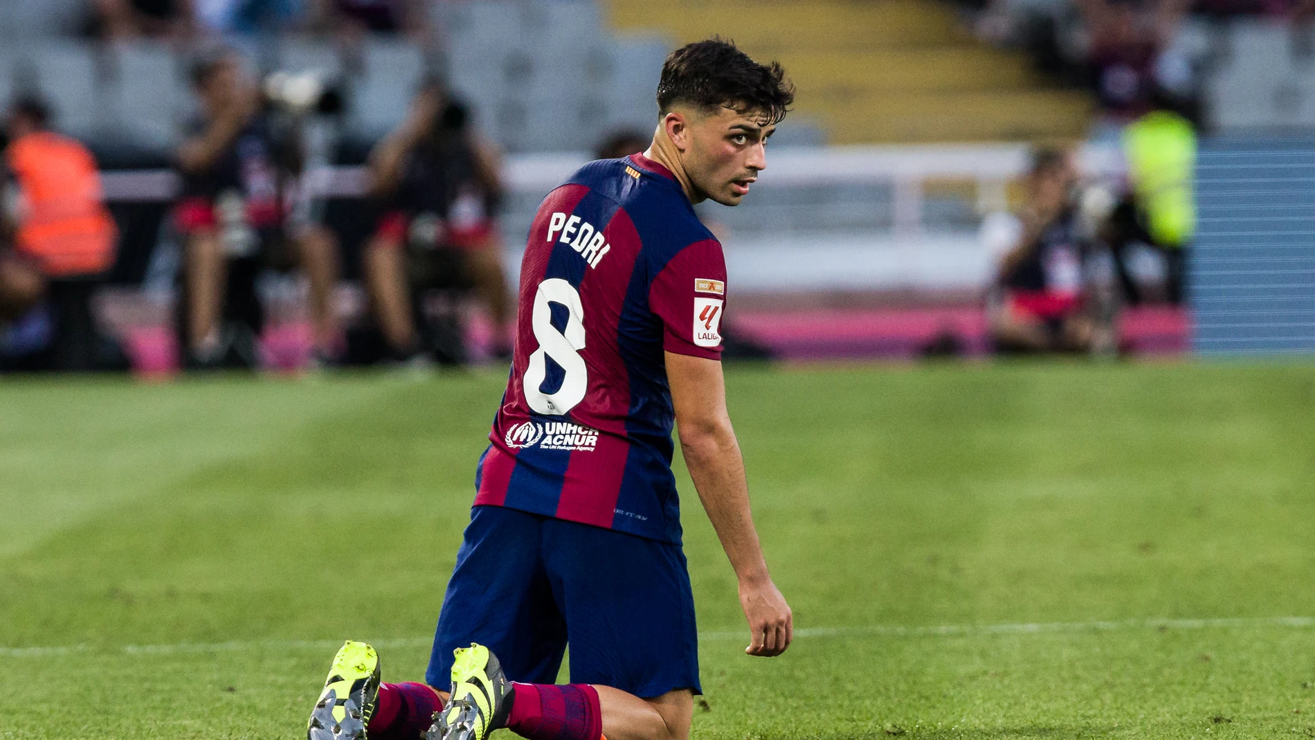 Pedri Gonzalez of Fc Barcelona in action during the Spanish league, La Liga EA Sports, football match played between FC Barcelona and Cadiz CF at Estadi Olimpic Lluis Company on August 20, 2023 in Barcelona, Spain. Javier Borrego / Afp7 20/08/2023 ONLY FOR USE IN SPAIN