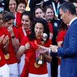Pedro Sanchez receives to the Spain Women Team as World Cup Champions