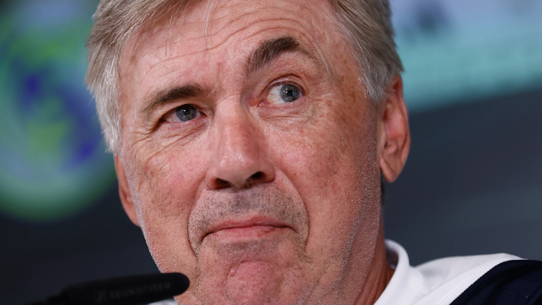 Carlo Ancelotti attends his press conference after the training day of Real Madrid celebrated at Ciudad Deportiva Real Madrid on august 24, 2023, in Valdebebas, Madrid, Spain. Oscar J. Barroso / Afp7 24/08/2023 ONLY FOR USE IN SPAIN