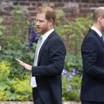 Prince Harry, left, and Prince William stand together 