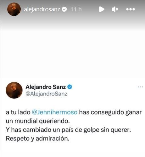 Mensaje de Alejandro Sanz a Jenni Hermoso
