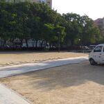 Recreación del área de gol y corner del estadio del Hércules cuando estaba en la Plaza de la Viña.