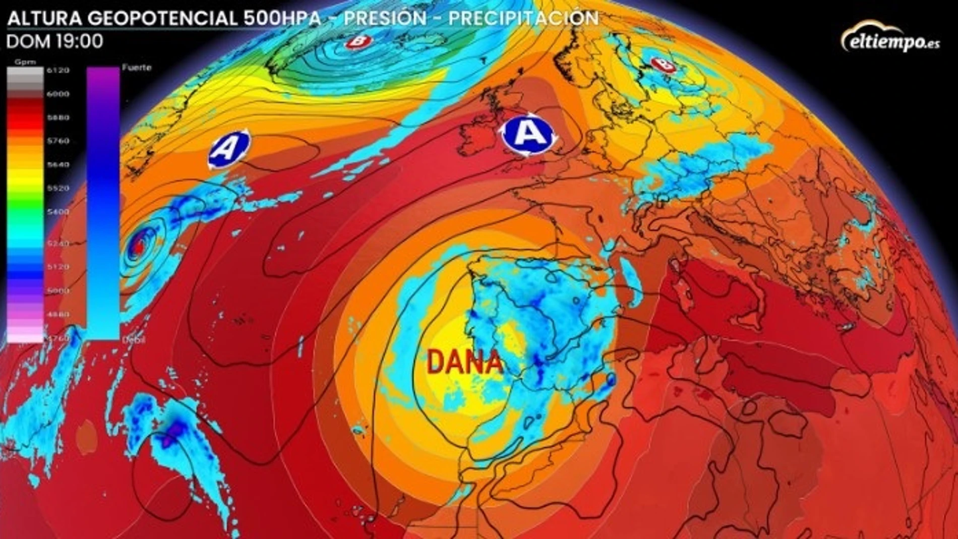 La llegada de una DANA a España este viernes traerá lluvias y las máximas no superarán los 25ºC, según eltiempo.es