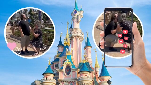 El video viral de la pareja que se pide matrimonio al mismo tiempo en Disney 