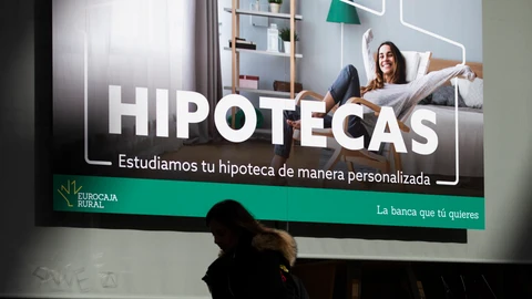 Cartel de hipotecas de una entidad bancaria.