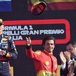 Carlos Sainz, en el podio de Monza