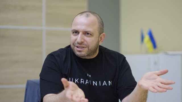 The Head of State Property Fund of Ukraine, Rustem Umerov speaks with the media in Kyiv.